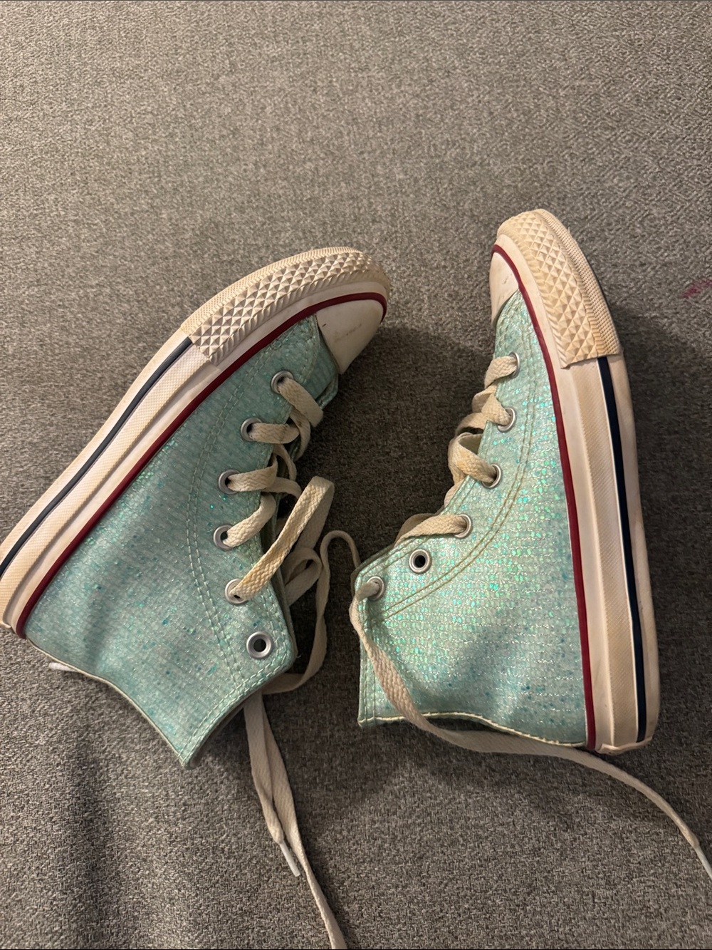 3/$15- Kids High-Top Glitter Sneakers in Mint